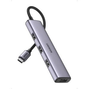 UGREEN HUB 4in1 Type-C 3.0 to 4*USB-A 3.0, Power Port, up to 5Gpbs CM473, Silver