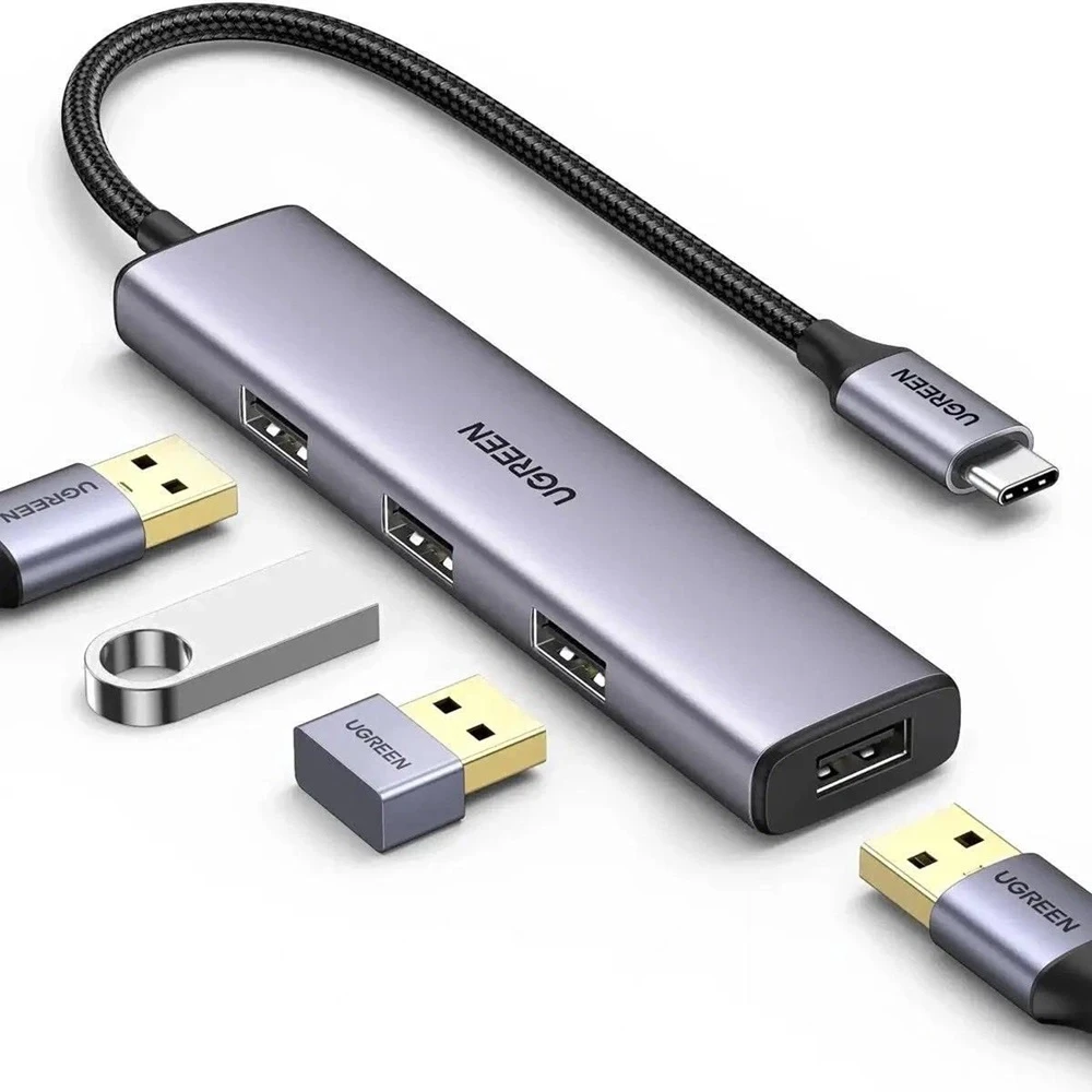Ugreen hub 4in1 type-c 3.0 to 4*usb-a 3.0, power port, up to 5gpbs cm473, silver 2