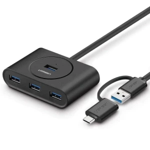 Ugreen hub 4in1 usb 3.0 with type-c adapter to 4*usb 3.0 1m cr113, black Thumbnail 2