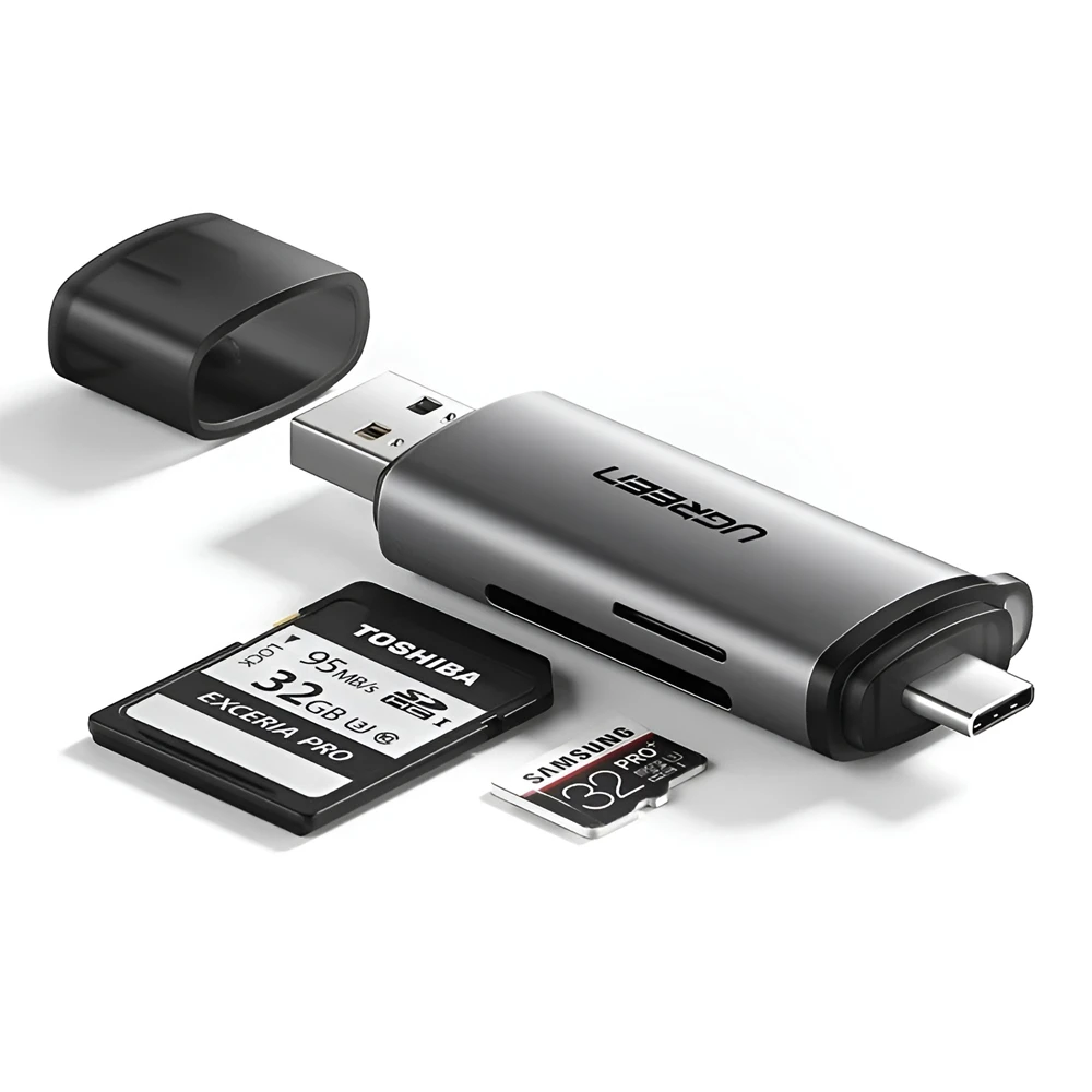 Ugreen card reader 2in1 type-c 3.0 to usb-a 3.0 to tf/sd cm185, black 3