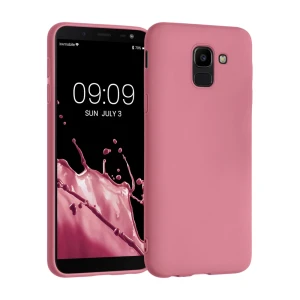 Чехол liquid silicone для samsung j6 (2018), розовый