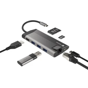 Natec fowler plus hub usb-c multiport adapter 8 in 1, usb 3.0 3x, hdmi 4k, usb-c pd, rj45, sd, micro Thumbnail 3