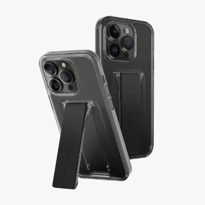 Uniq чехол для iphone 15 pro max heldro mount с подставкой, дымчатый