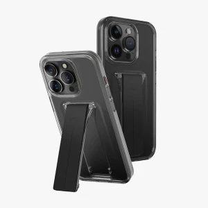 Uniq case for iphone 15 pro max heldro mount with stand, smoke