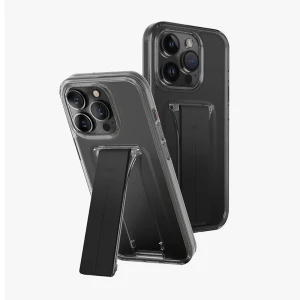 Uniq case for iphone 15 pro heldro mount with stand, smoke