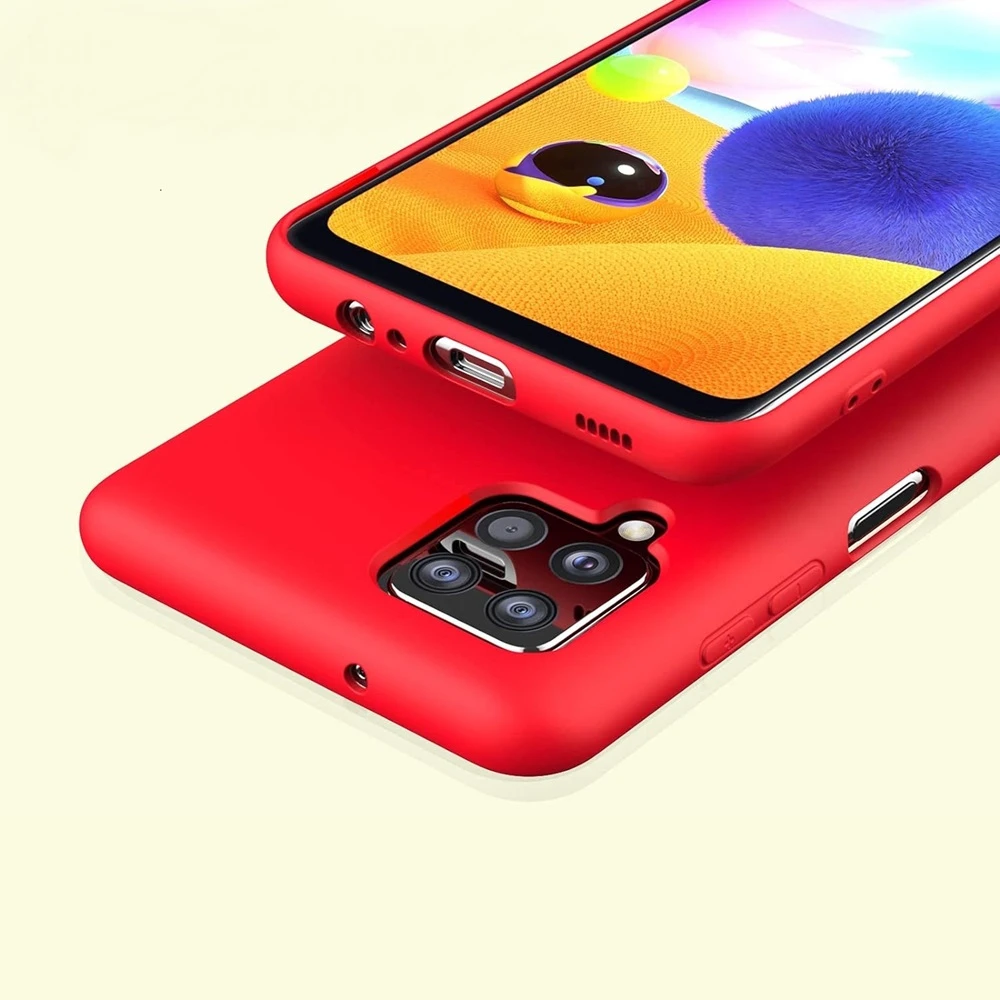 Чехол liquid silicone для samsung a12, красный 2
