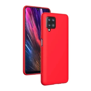 Чехол liquid silicone для samsung a12, красный