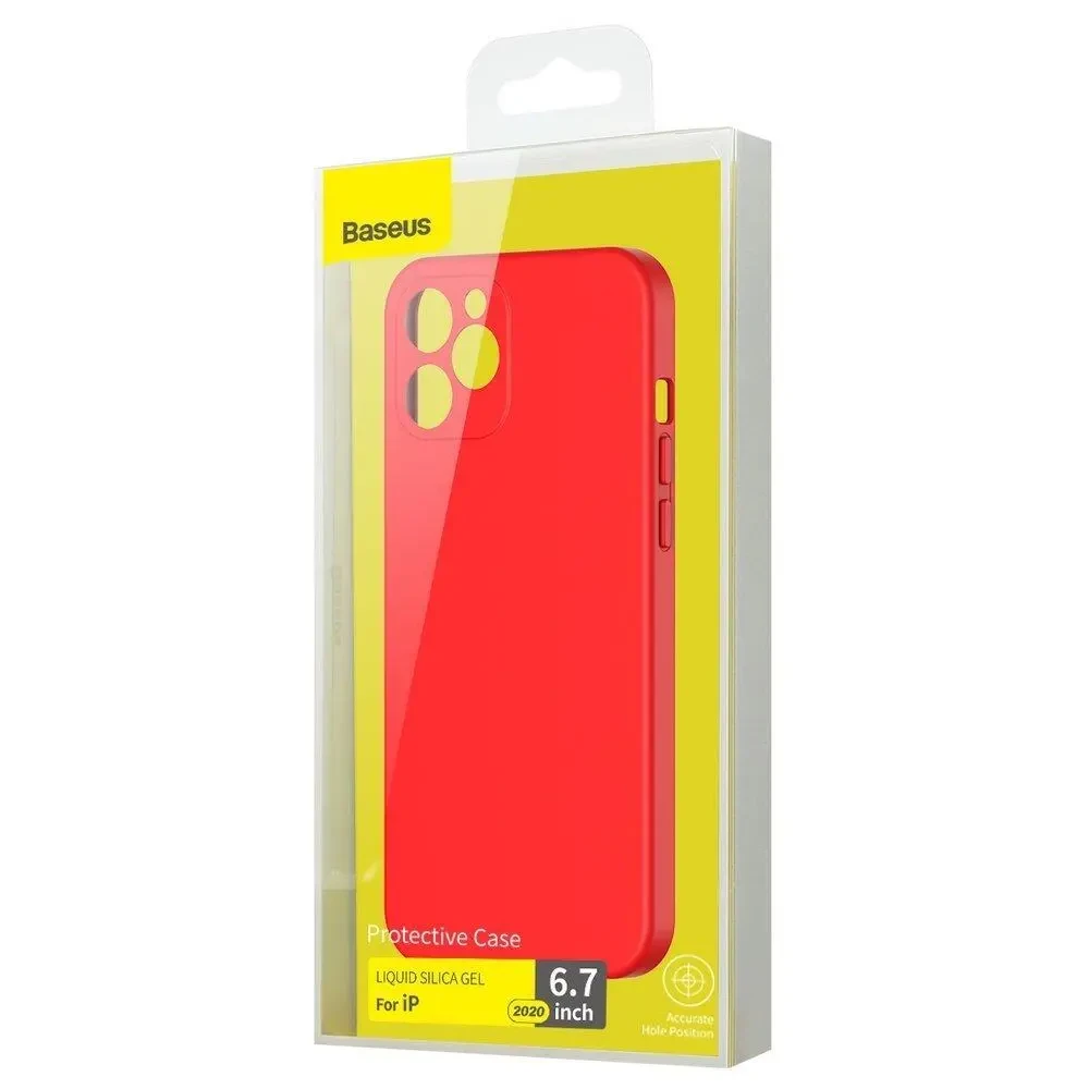 Baseus case liquid silicone gel protective iphone 12 pro max, red 3