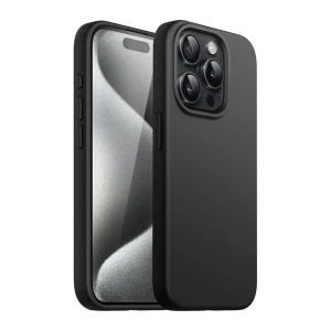 Чехол helmet liquid silicone для iphone 15 pro, черный