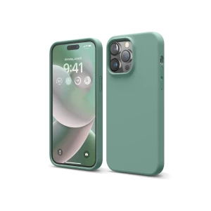 Чехол liquid silicone для iphone 14 pro max, зеленый
