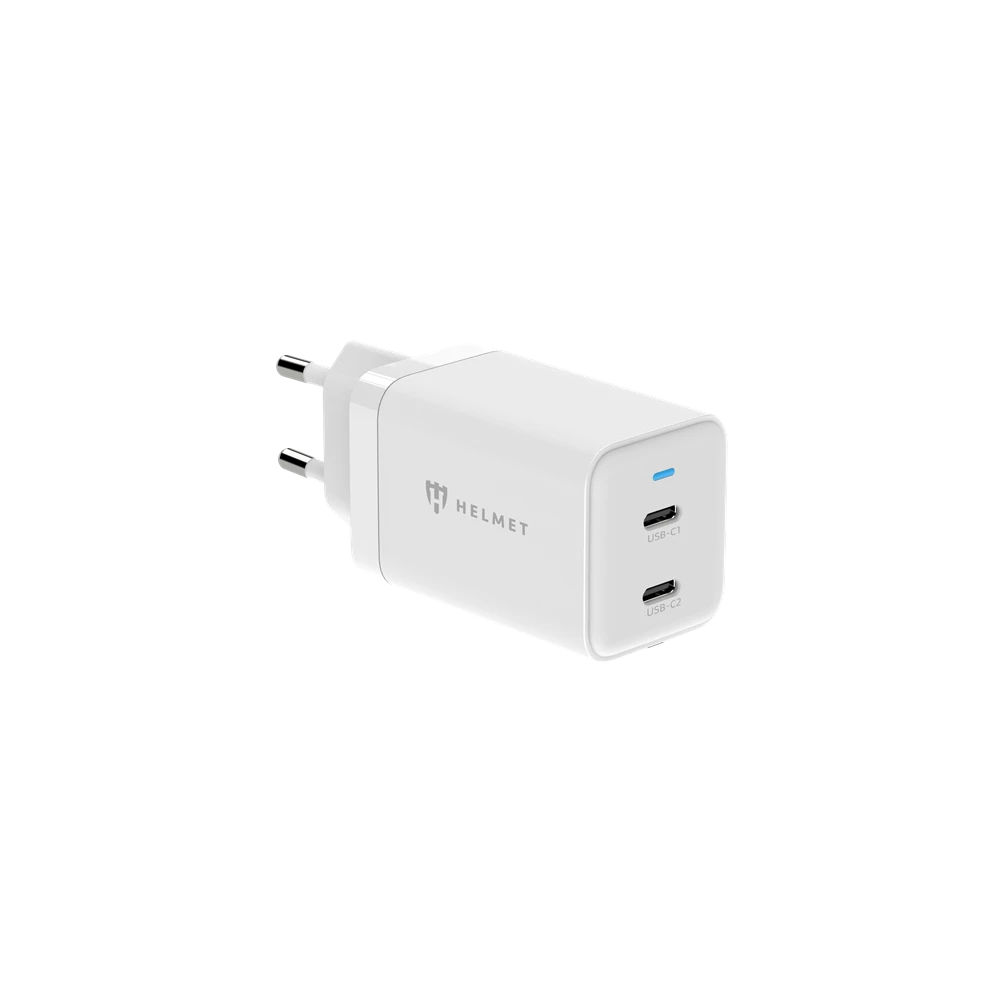 Helmet wall charger gan 2*type-c 45w 6a, white 3
