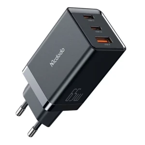 Mcdodo gan 5 mini зарядное устройство 2xtype-c 1xusb 65w, черный