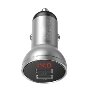 Baseus car charger 2xusb fast charge 24w, grey Thumbnail 3
