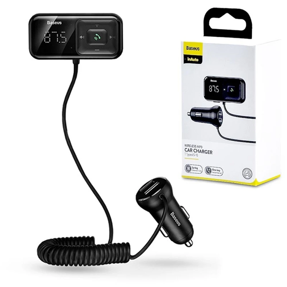 Автомобильное зарядное устройство baseus mp3 typed s-16 2xusb 3.1a, черное 3