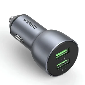 Автомобильное зарядное устройство ugreen 2*usb-a алюминий 3a 36w, серое Thumbnail 2