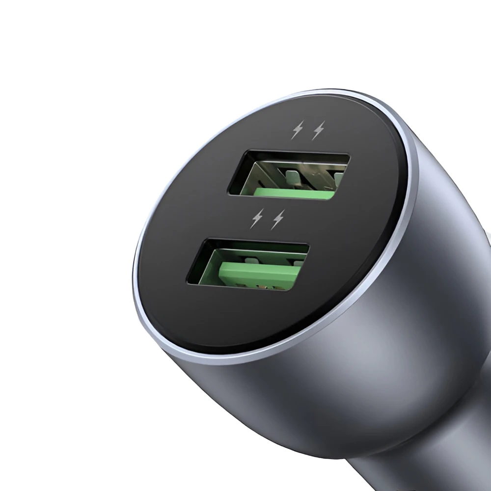 Автомобильное зарядное устройство ugreen 2*usb-a алюминий 3a 36w, серое 3