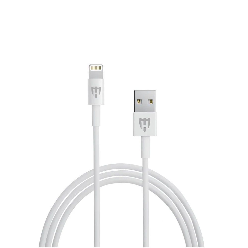 Автомобильное зарядное устройство helmet с кабелем lightning 2xusb 2.4a, серебристое 2