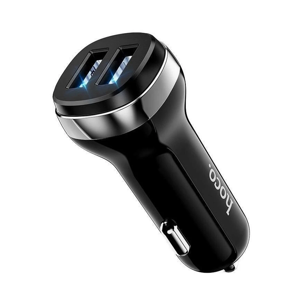 Автомобильное зарядное устройство hoco 2xusb 2.4a с кабелем type-c z40, черное 2