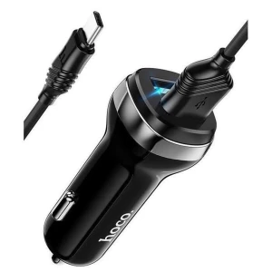 Hoco Car Charger 2xUSB 2.4A with Type-C Cable Z40, Black