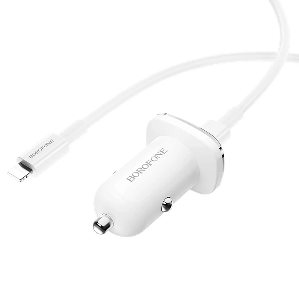 Автомобильное зарядное устройство borofone type-c pd3.0 18w (кабель type-c to lightning) bz12b lasting, белое 2