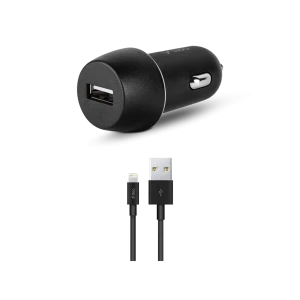 Ttec car charger usb-a 2.1a with lightning cable, black