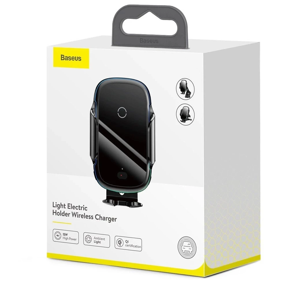 Baseus автомобильный держатель light wireless автоматический на вентиляцию 15w qi, черный 3