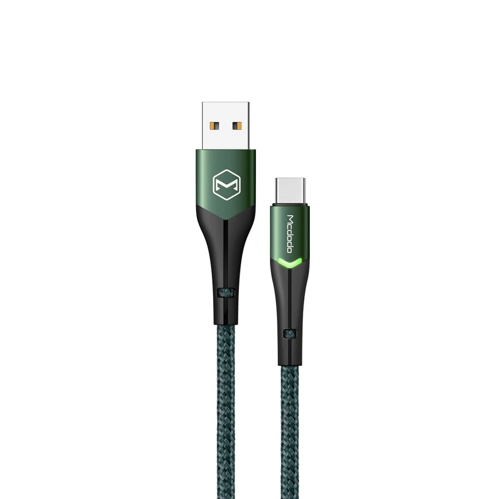 Кабель mcdodo magnificence series usb-a to lightning с переключающимся led 1.2м 2.0a, зеленый 2