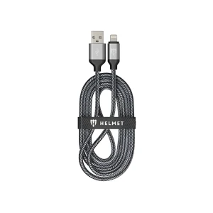 Кабель helmet usb to lightning нейлон 2м, бело-черный
