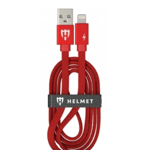 Кабель helmet usb to lightning kevlar flat 2.1a 1м, красный