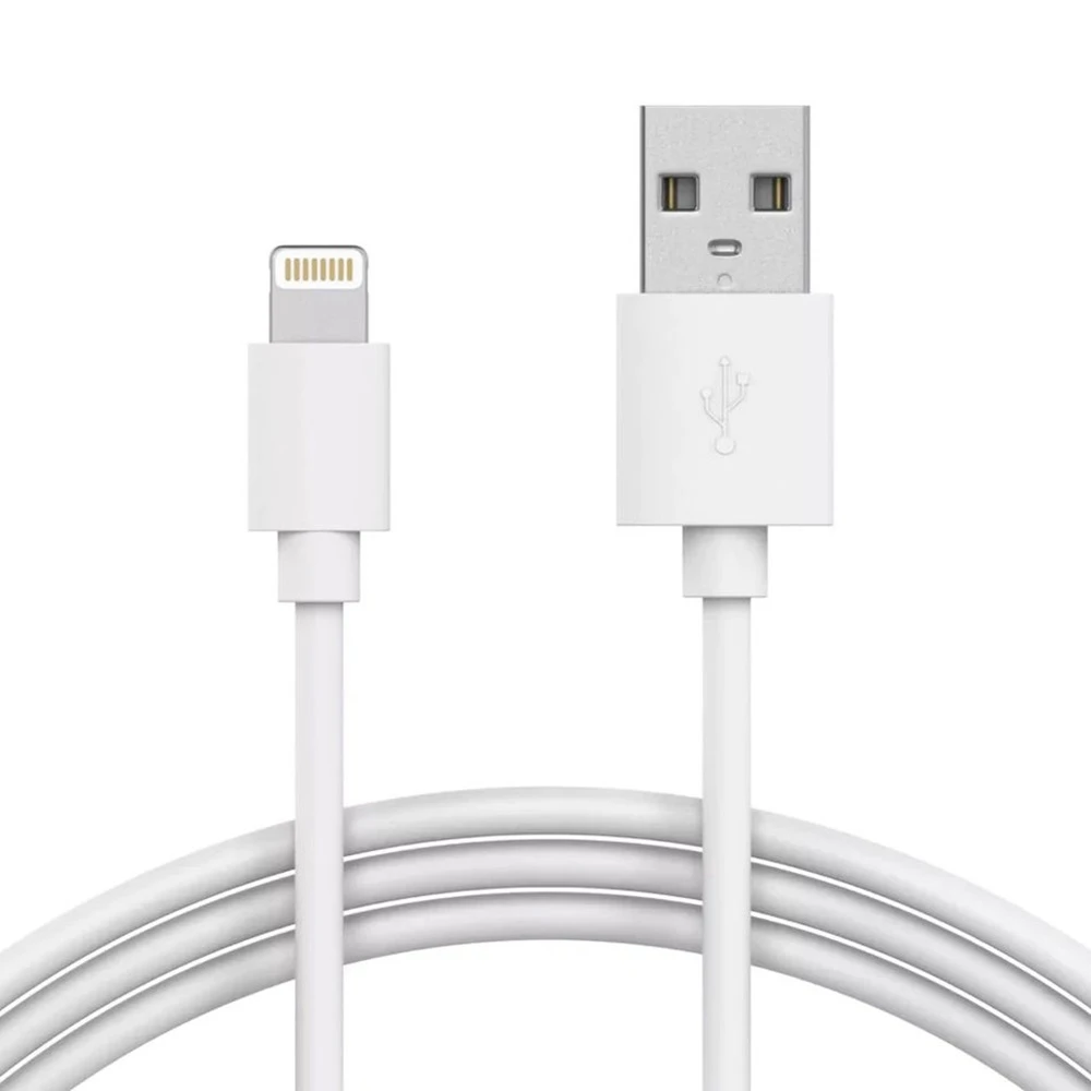Helmet cable usb to lightning basic 2.1a 1m, white 2
