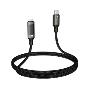 Helmet cable type-c to lightning 30w 1.2m led display series, black Thumbnail 2