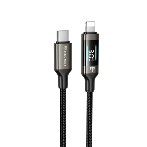 Кабель helmet type-c to lightning 30w 1.2м с led-дисплеем, черный