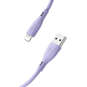 Yesido кабель liquid silicone usb-a на lightning 18w 1м, фиолетовый