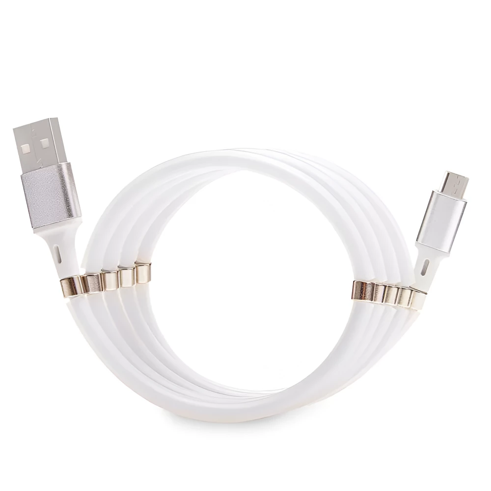 Кабель helmet usb - micro usb с магнитным органайзером 1м, белый 2