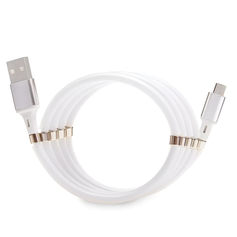 Helmet cable usb to micro usb with magnetic organizer 1m, white 2