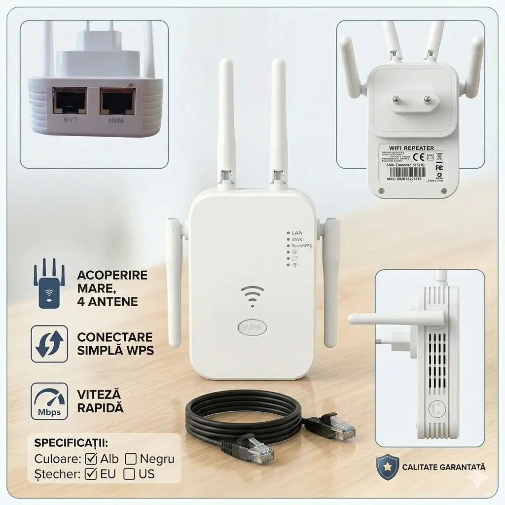 Amplificator semnal wi-fi 300 mbps, 4 antene (100 17162-6wf) 3