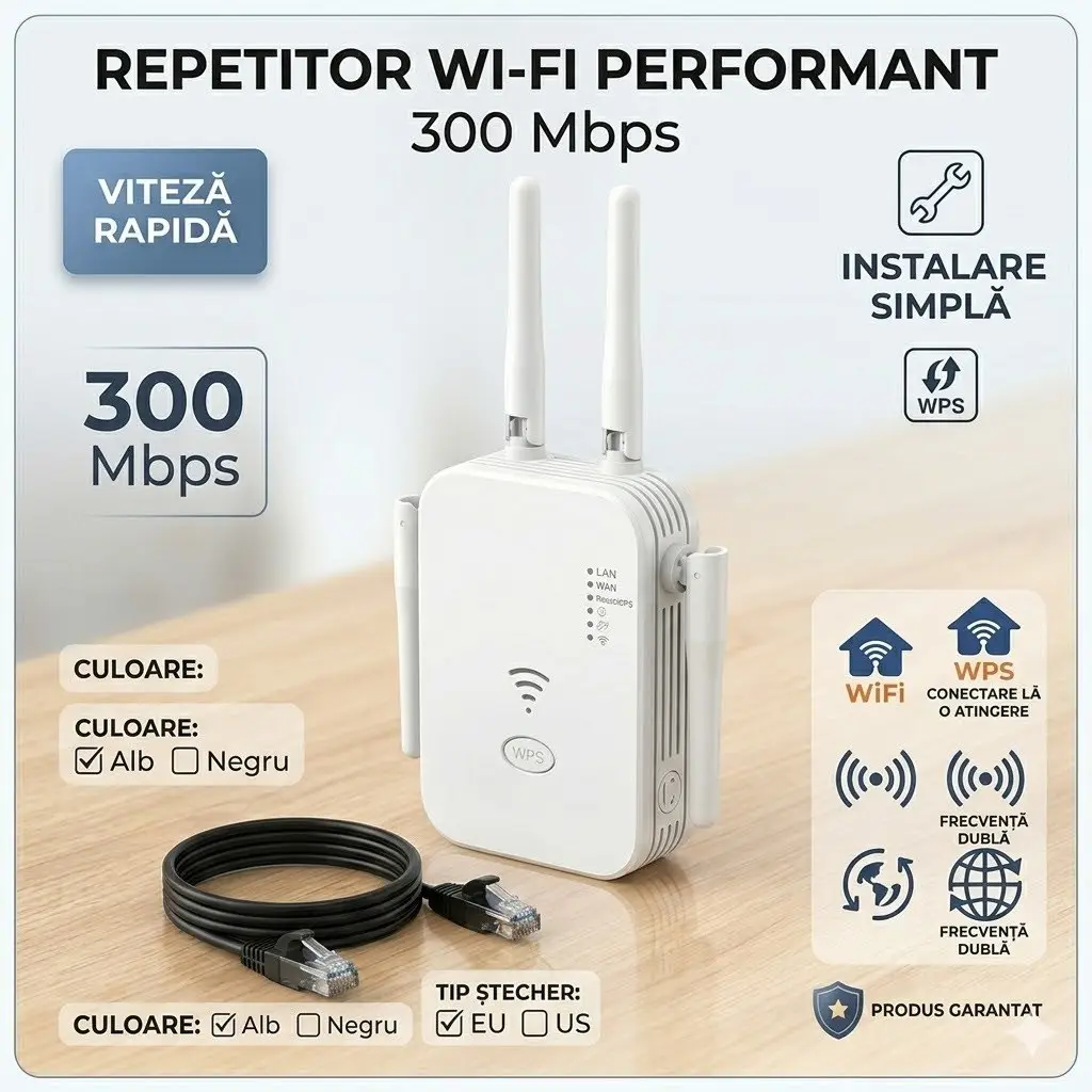 Amplificator semnal wi-fi 300 mbps, 4 antene (100 17162-6wf) 2