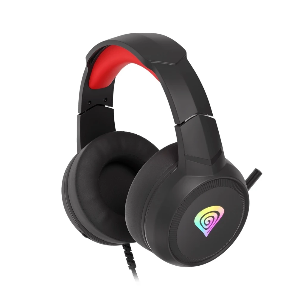 Genesis headset neon 200, stereo, microphone, rgb backlight, black-red 2