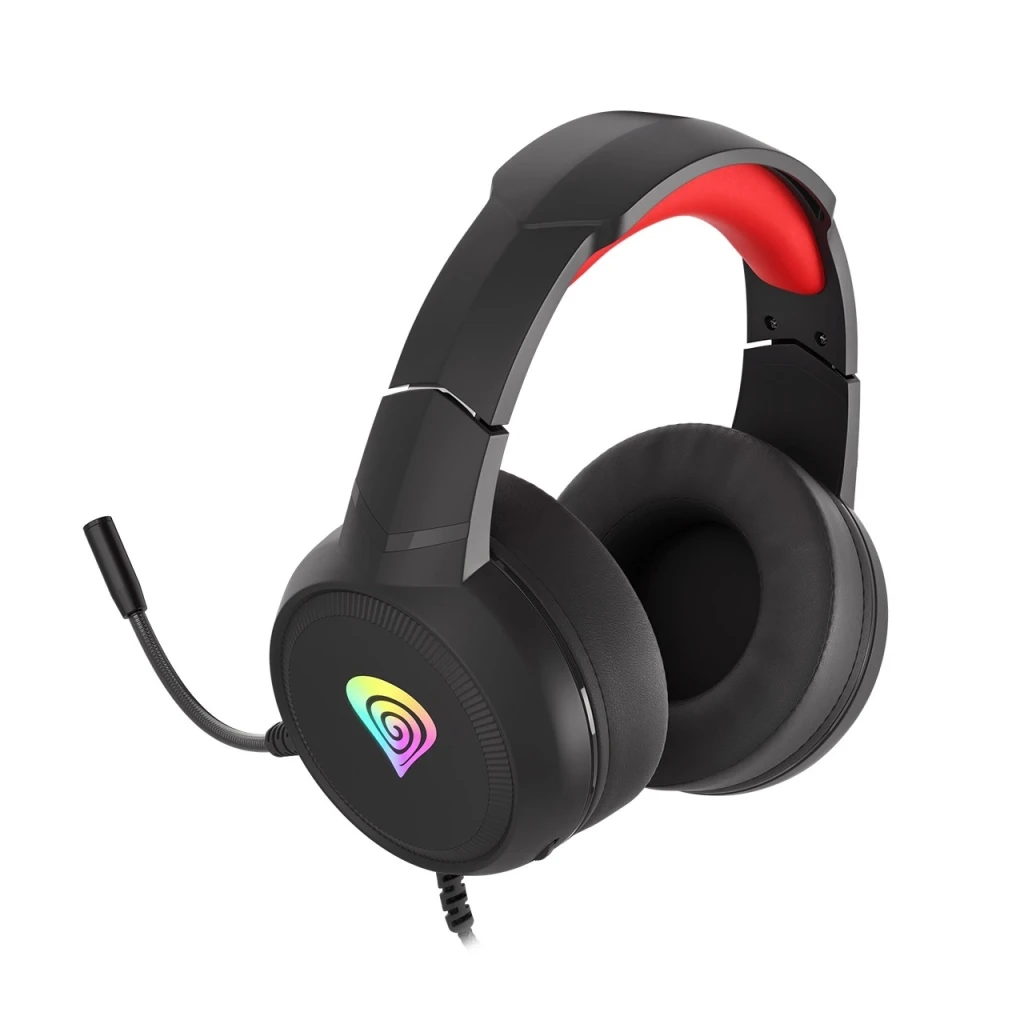 Genesis headset neon 200, stereo, microphone, rgb backlight, black-red 3