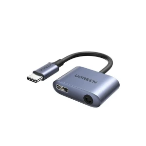 Ugreen аудио адаптер type-c 3.0 на 3.5 мм + type-c 3.0 pd 65w cm231, серый