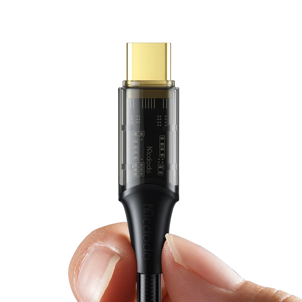 Mcdodo cable type-c to type-c pd transparent amber 100w 5a 1.2m, black 3