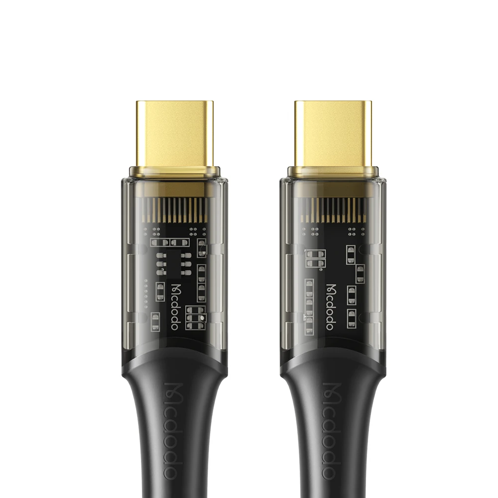 Mcdodo cable type-c to type-c pd transparent amber 100w 5a 1.2m, black 2