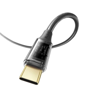 Mcdodo кабель type-c to type-c pd прозрачный янтарный 100w 5a 1.2м, черный