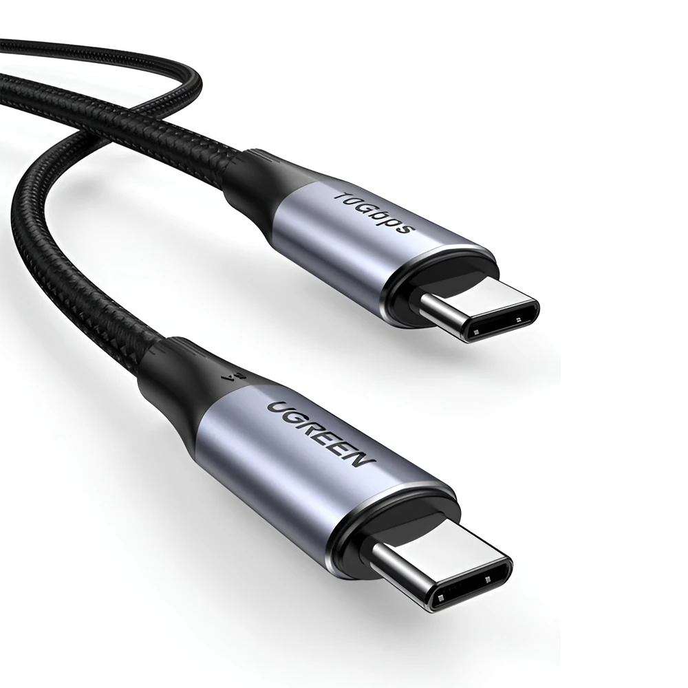 Ugreen кабель type-c 3.1 to type-c 3.1 gen2, 5a/100w, 1m, thunderbolt 3, алюминий us355, черный 3