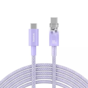 Baseus cable explorer smart temperature type-c to type-c 5a 100w 2м, nebula purple