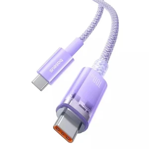Baseus cable explorer smart temperature type-c to type-c 5a 100w 2m, nebula purple Thumbnail 2