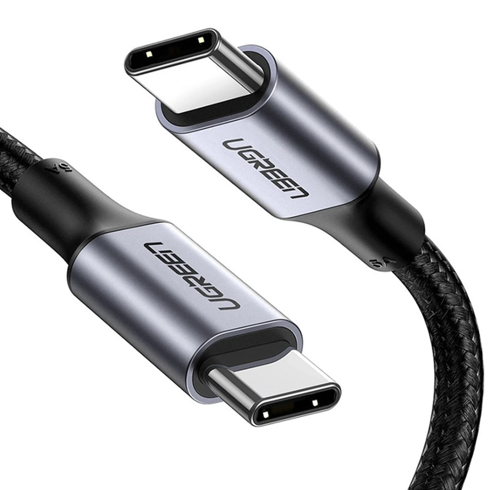 Ugreen cable type-c 2.0 to type-c 2.0 5a 100w 1m aluminum braided us316, black 2