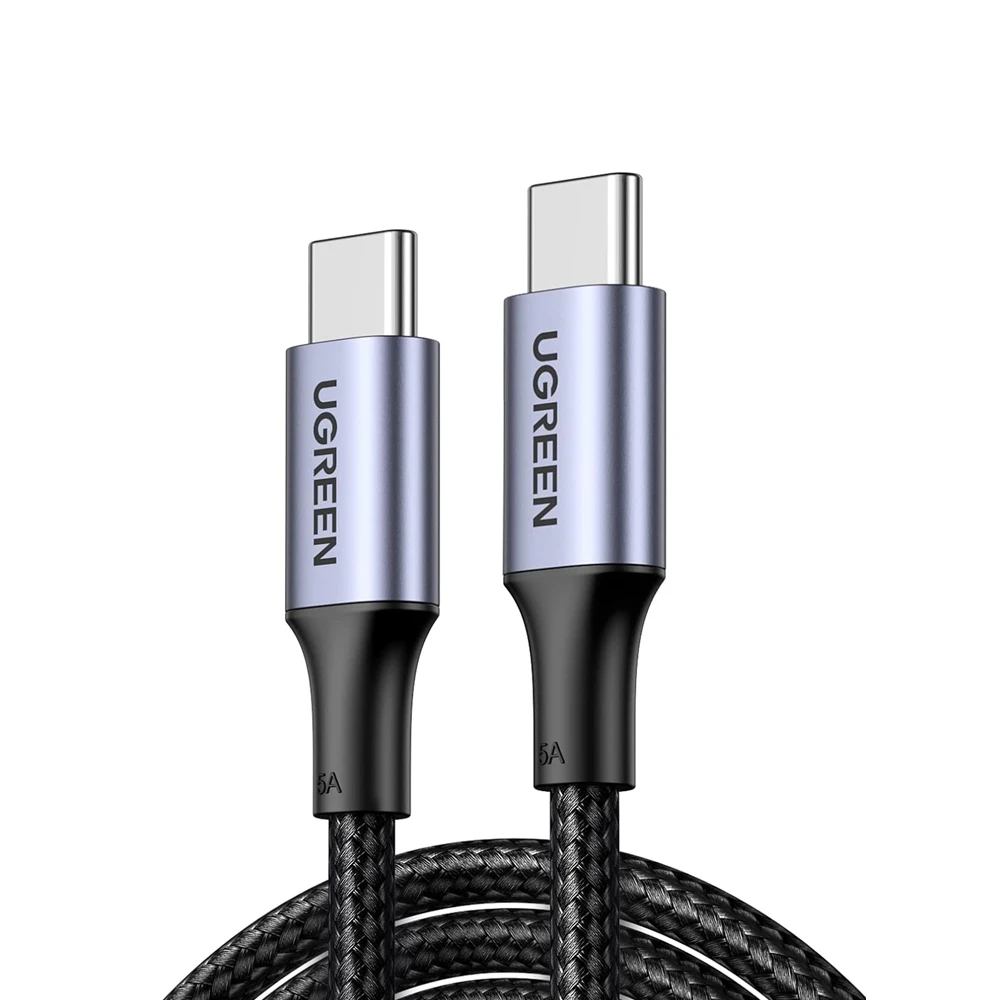 Ugreen cable type-c 2.0 to type-c 2.0 5a 100w 1m aluminum braided us316, black 3