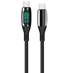 Helmet cable type-c to type-c 100w 1.2m led display series, black Thumbnail 2
