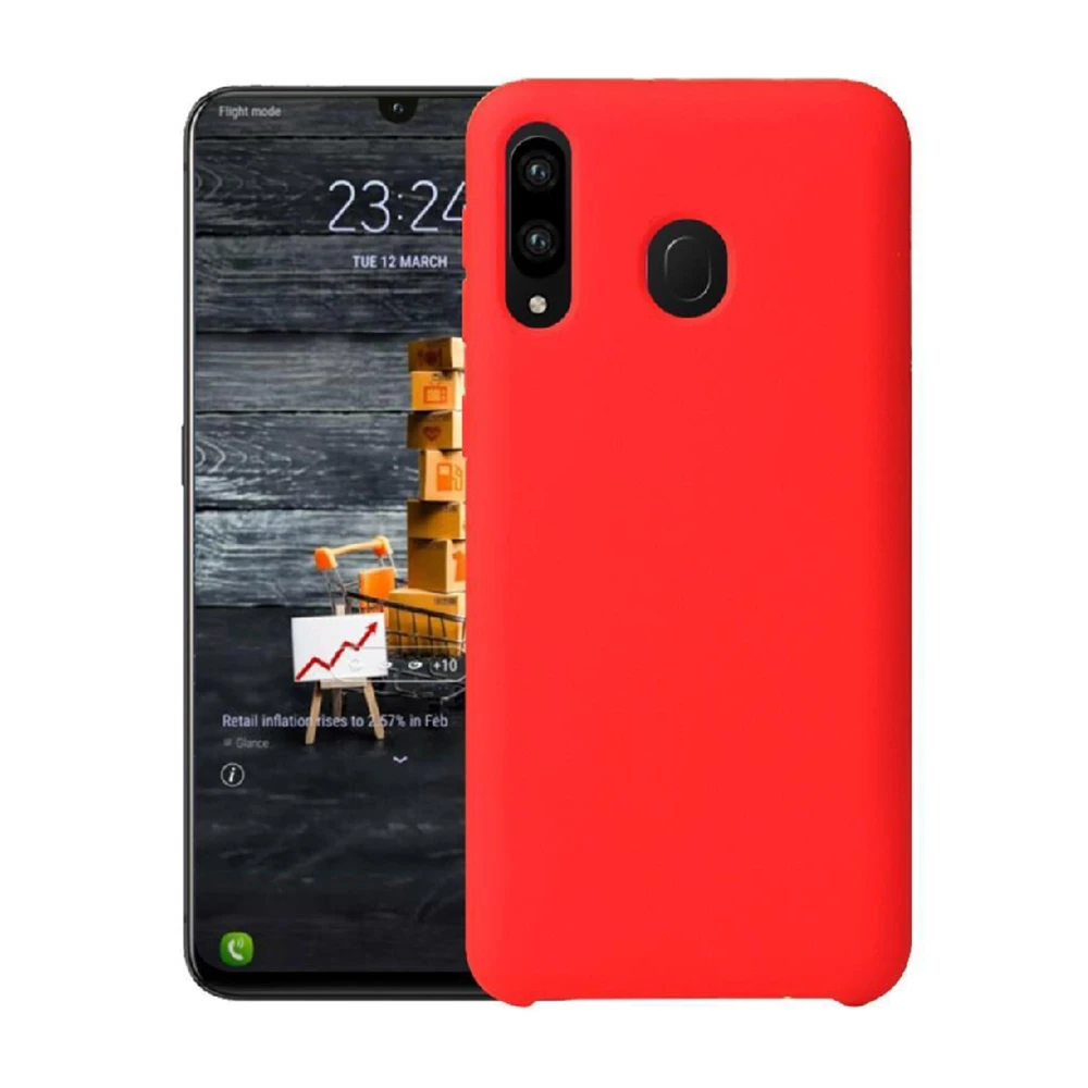 Чехол liquid silicone grid для samsung a20s, красный 2
